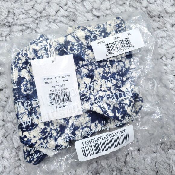 Andie Swim x Faherty Bikini Bottom Size XL Blue Cream Swimsuit Island Batik - Picture 4 of 8